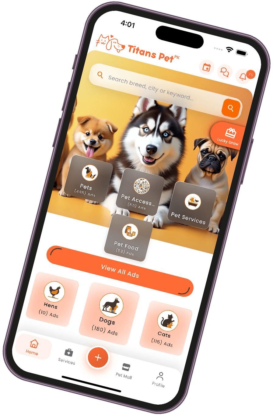 Titans Pet mobile app